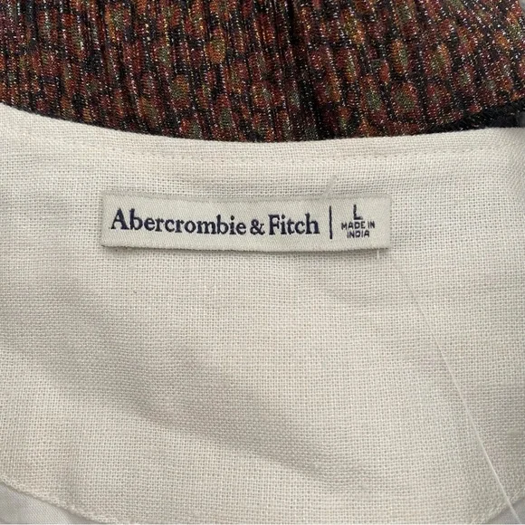 Abercrombie & Fitch Linen-Blend Vest Sleeveless Blouse White Black: Large - Picture 6 of 9